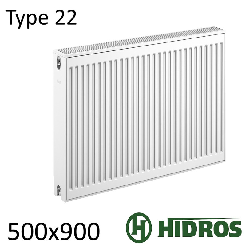 Стальной радиатор HIDROS 500х900 мм, Тип 22 боковое подключение