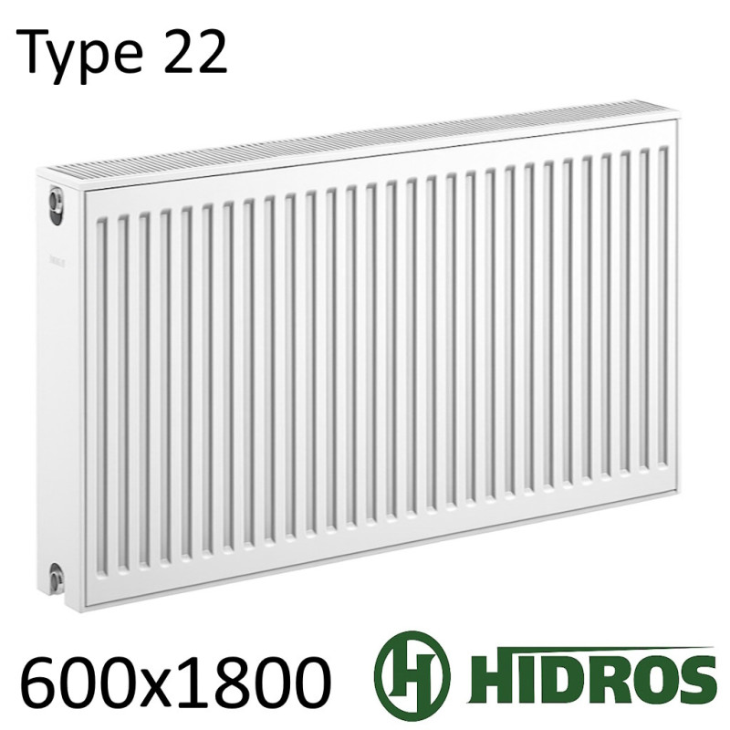 Стальной радиатор HIDROS 600х1800 мм, Тип 22 боковое подключение