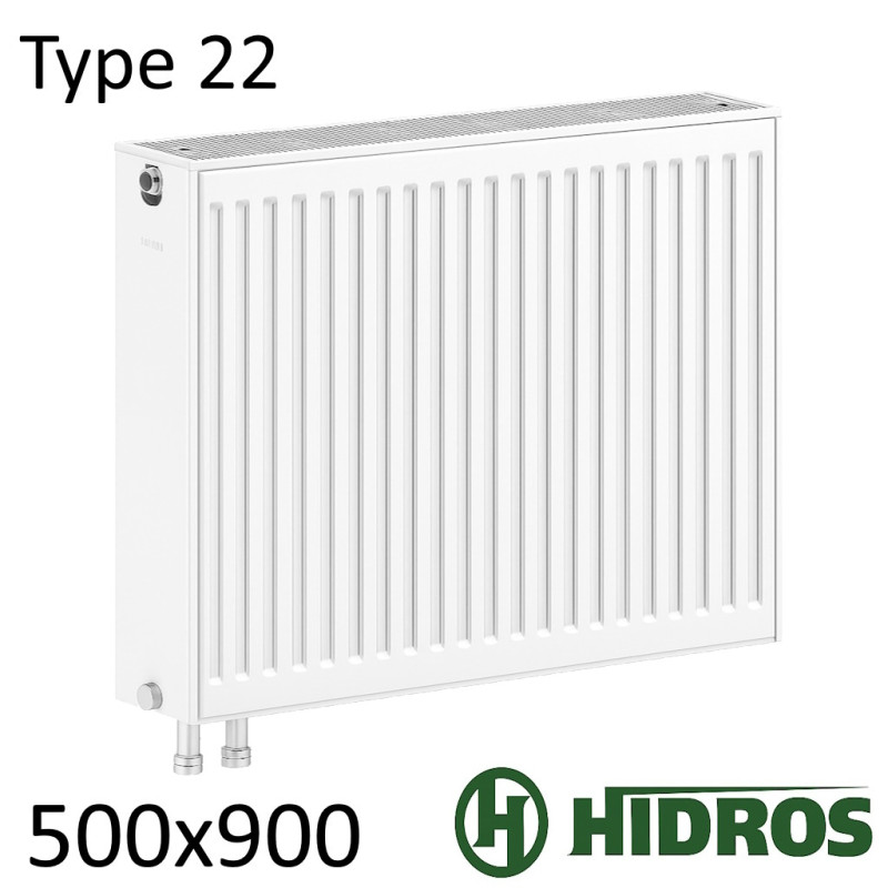 Стальной радиатор HIDROS 500х900 мм, Тип 22 нижнее подключение