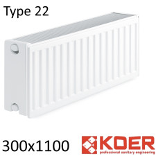 Радиатор стальной KOER 22 300х1100 боковое подключение