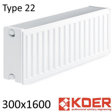 Радиатор стальной KOER 22 300х1600 боковое подключение