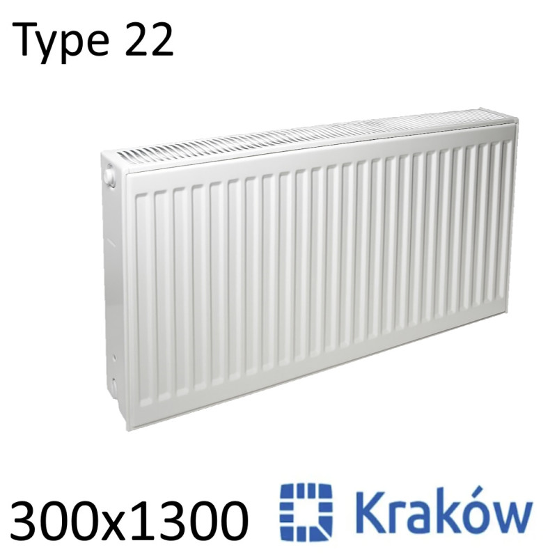 Стальной радиатор KRAKOW 300х1300 мм, Тип 22 боковое подключение
