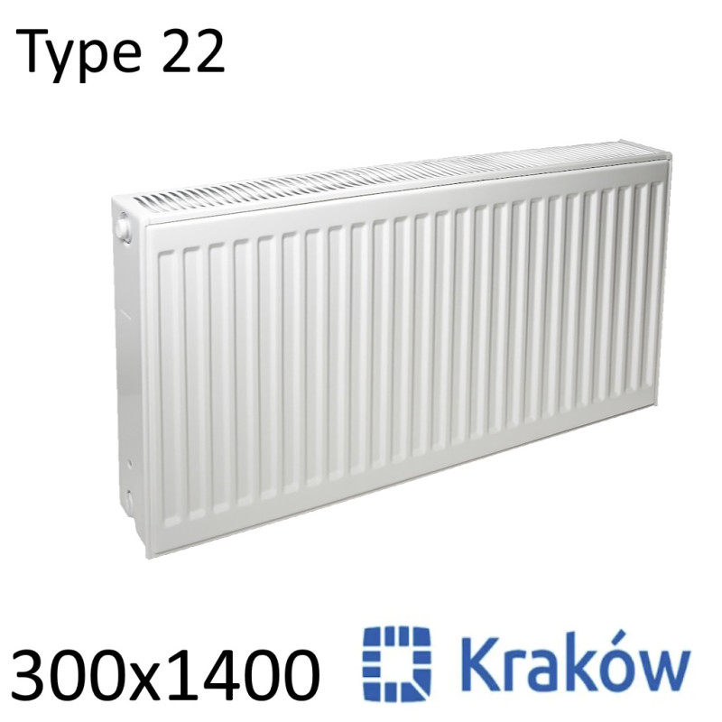 Стальной радиатор KRAKOW 300х1400 мм, Тип 22 боковое подключение