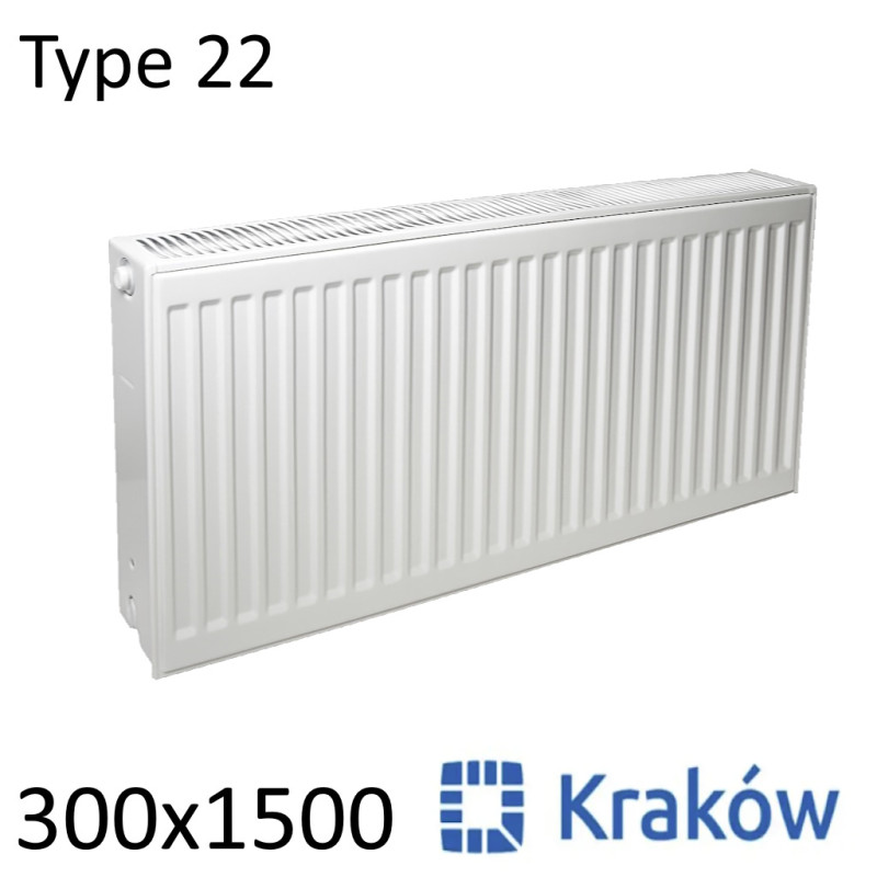 Стальной радиатор KRAKOW 300х1500 мм, Тип 22 боковое подключение