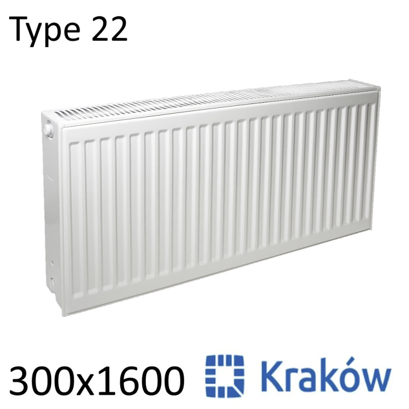 Стальной радиатор KRAKOW 300х1600 мм, Тип 22 боковое подключение