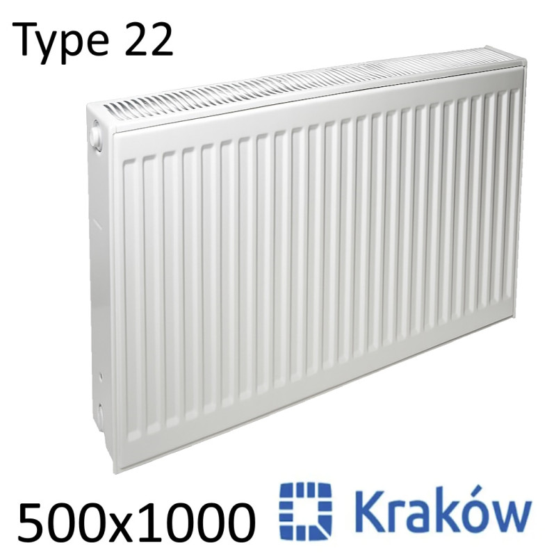 Стальной радиатор KRAKOW 500х1000 мм, Тип 22 боковое подключение
