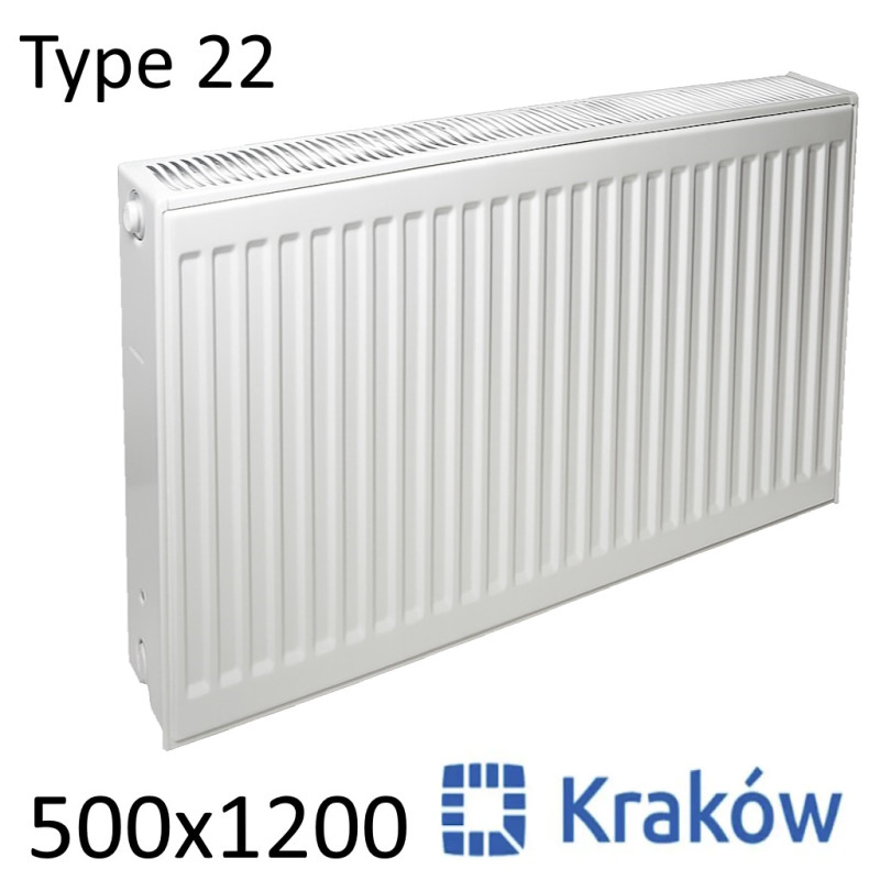 Стальной радиатор KRAKOW 500х1200 мм, Тип 22 боковое подключение