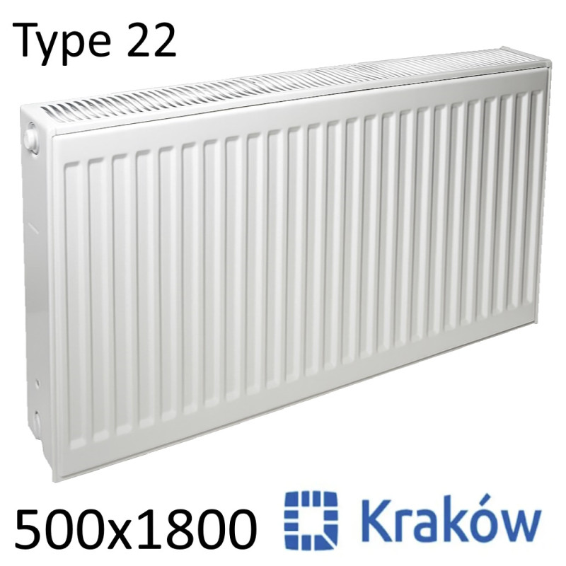 Стальной радиатор KRAKOW 500х1800 мм, Тип 22 боковое подключение