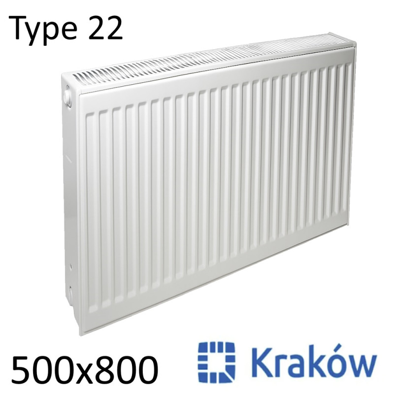 Стальной радиатор KRAKOW 500х800 мм, Тип 22 боковое подключение