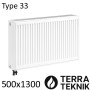 Стальной радиатор TERRA TEKNIK 500х1300 мм, Тип 33 нижнее подключение