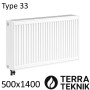 Стальной радиатор TERRA TEKNIK 500х1400 мм, Тип 33 нижнее подключение