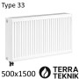 Стальной радиатор TERRA TEKNIK 500х1500 мм, Тип 33 нижнее подключение