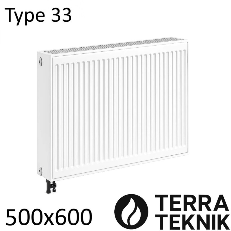 Стальной радиатор TERRA TEKNIK 500х600 мм, Тип 33 нижнее подключение