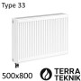 Стальной радиатор TERRA TEKNIK 500х800 мм, Тип 33 нижнее подключение