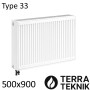 Стальной радиатор TERRA TEKNIK 500х900 мм, Тип 33 нижнее подключение