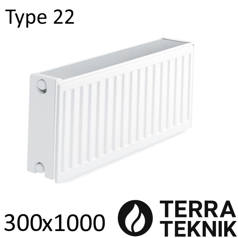 Стальной радиатор TERRA TEKNIK 300х1000 мм, Тип 22 боковое подключение