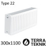 Стальной радиатор TERRA TEKNIK 300х1100 мм, Тип 22 боковое подключение