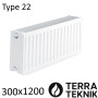 Стальной радиатор TERRA TEKNIK 300х1200 мм, Тип 22 боковое подключение