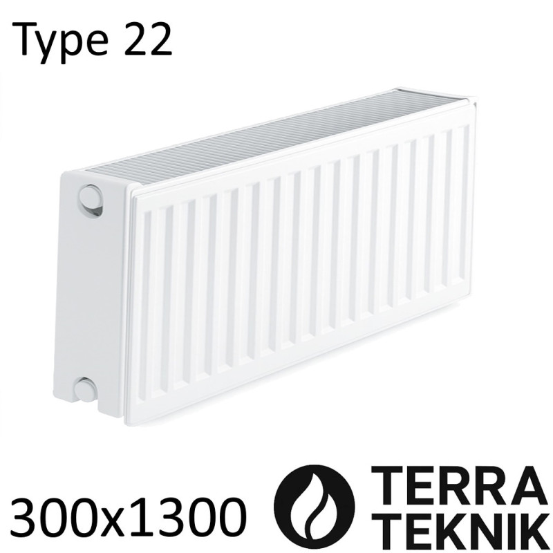 Стальной радиатор TERRA TEKNIK 300х1300 мм, Тип 22 боковое подключение