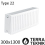 Стальной радиатор TERRA TEKNIK 300х1300 мм, Тип 22 боковое подключение
