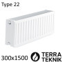 Стальной радиатор TERRA TEKNIK 300х1500 мм, Тип 22 боковое подключение