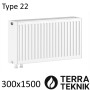 Стальной радиатор TERRA TEKNIK 300х1500 мм, Тип 22 нижнее подключение