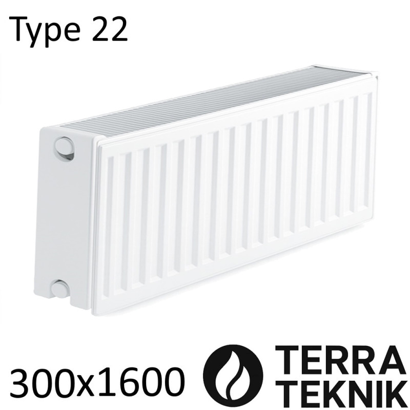 Стальной радиатор TERRA TEKNIK 300х1600 мм, Тип 22 боковое подключение