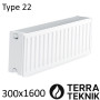 Стальной радиатор TERRA TEKNIK 300х1600 мм, Тип 22 боковое подключение