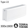 Стальной радиатор TERRA TEKNIK 300х1800 мм, Тип 22 боковое подключение