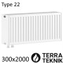Стальной радиатор TERRA TEKNIK 300х2000 мм, Тип 22 нижнее подключение