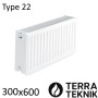 Стальной радиатор TERRA TEKNIK 300х600 мм, Тип 22 боковое подключение