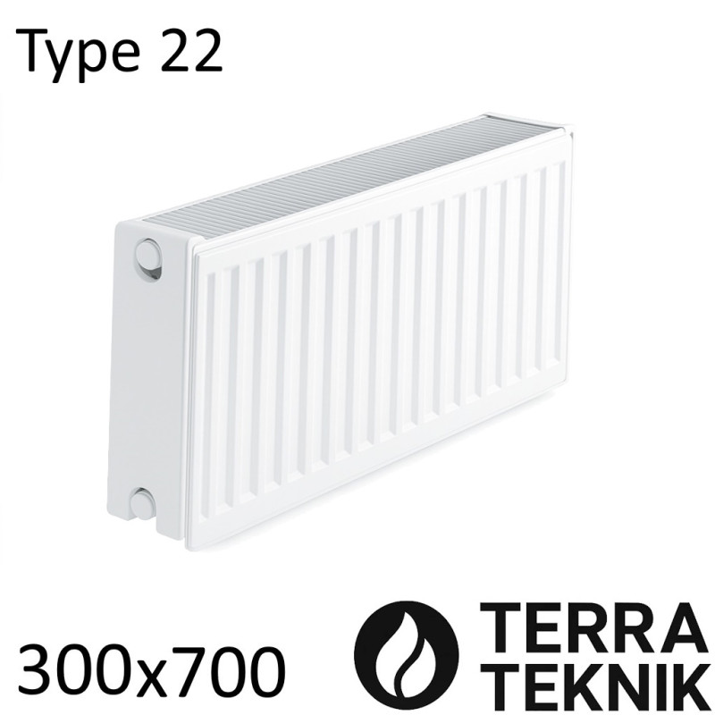 Стальной радиатор TERRA TEKNIK 300х700 мм, Тип 22 боковое подключение