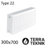 Стальной радиатор TERRA TEKNIK 300х700 мм, Тип 22 боковое подключение