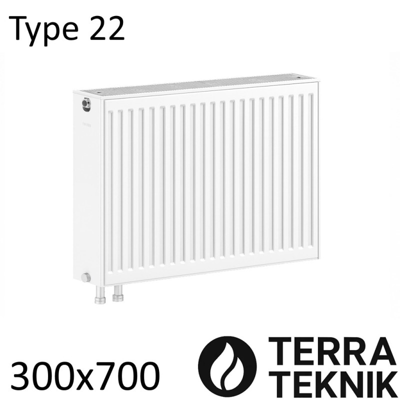 Стальной радиатор TERRA TEKNIK 300х700 мм, Тип 22 нижнее подключение