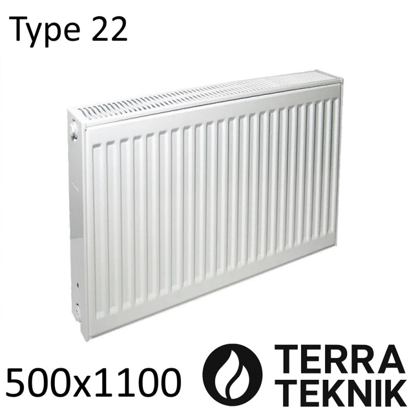 Стальной радиатор TERRA TEKNIK 500х1100 мм, Тип 22 боковое подключение