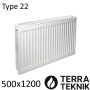 Стальной радиатор TERRA TEKNIK 500х1200 мм, Тип 22 боковое подключение
