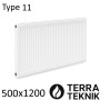 Стальной радиатор TERRA TEKNIK 500х1200 мм, Тип 11 боковое подключение