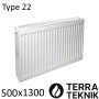 Стальной радиатор TERRA TEKNIK 500х1300 мм, Тип 22 нижнее подключение