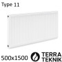 Стальной радиатор TERRA TEKNIK 500х1500 мм, Тип 11 боковое подключение