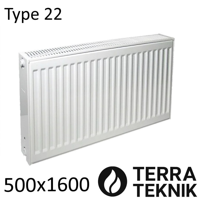 Стальной радиатор TERRA TEKNIK 500х1600 мм, Тип 22 боковое подключение