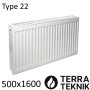 Стальной радиатор TERRA TEKNIK 500х1600 мм, Тип 22 нижнее подключение