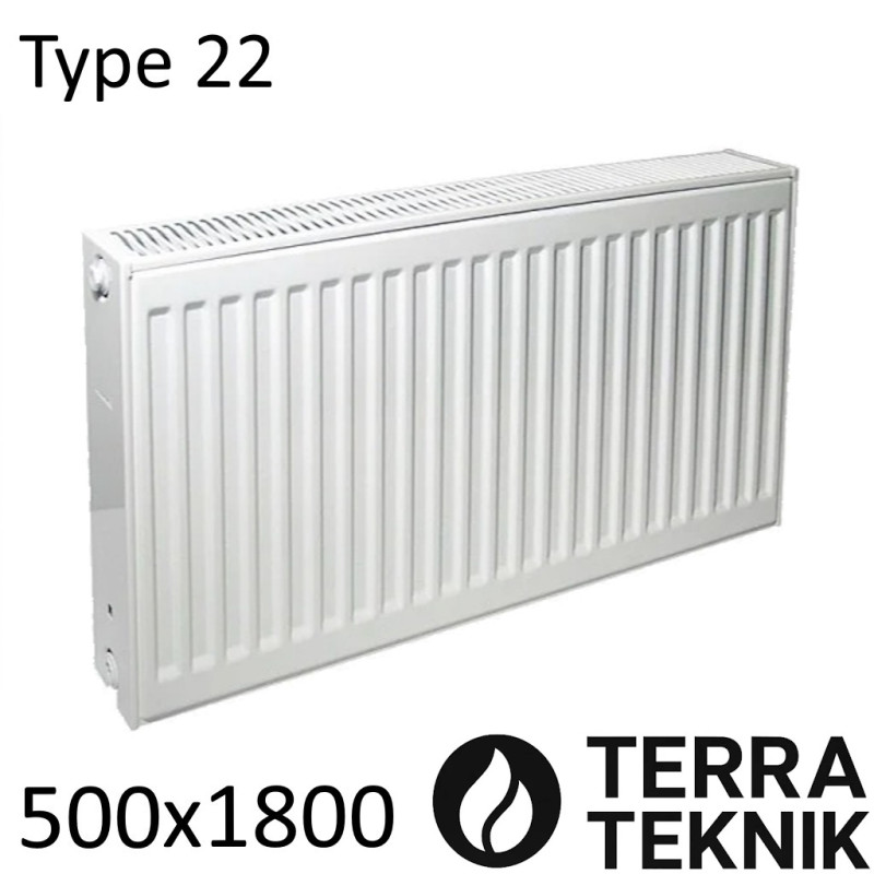 Стальной радиатор TERRA TEKNIK 500х1800 мм, Тип 22 боковое подключение