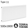 Стальной радиатор TERRA TEKNIK 500х1800 мм, Тип 11 боковое подключение