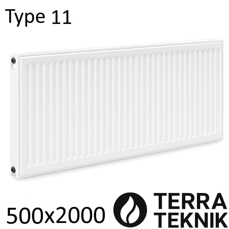 Стальной радиатор TERRA TEKNIK 500х2000 мм, Тип 11 боковое подключение