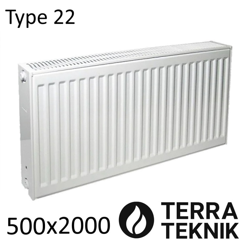 Стальной радиатор TERRA TEKNIK 500х2000 мм, Тип 22 нижнее подключение