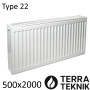 Стальной радиатор TERRA TEKNIK 500х2000 мм, Тип 22 нижнее подключение