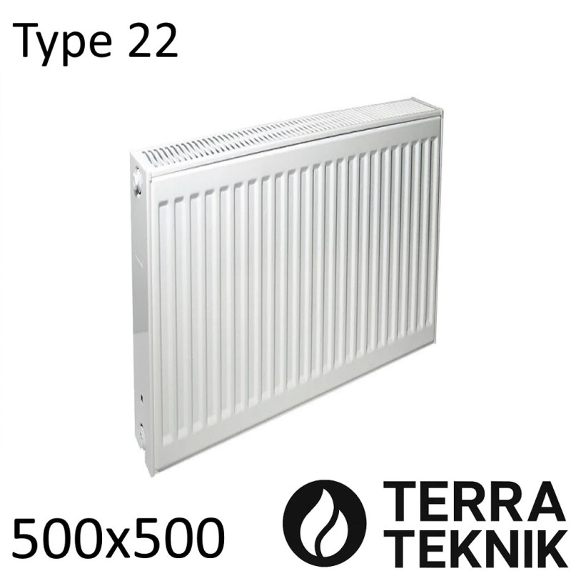 Стальной радиатор TERRA TEKNIK 500х500 мм, Тип 22 нижнее подключение