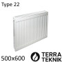 Стальной радиатор TERRA TEKNIK 500х600 мм, Тип 22 боковое подключение