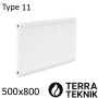 Стальной радиатор TERRA TEKNIK 500х800 мм, Тип 11 боковое подключение
