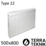 Стальной радиатор TERRA TEKNIK 500х800 мм, Тип 22 нижнее подключение